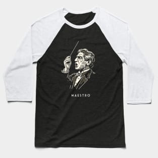 Maestro Movie - Vintage Line Art Baseball T-Shirt